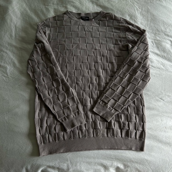 GIORGIO ARMANI Check-Weave Sweater in XL in dusty violet - Picture 2 of 4